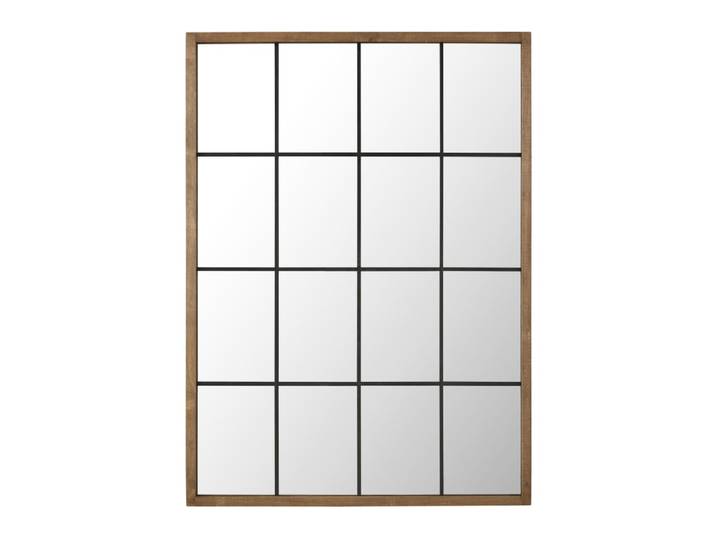 Großer rechteckiger Spiegel aus Kiefernholz und Aluminium, 120 x 165 cm