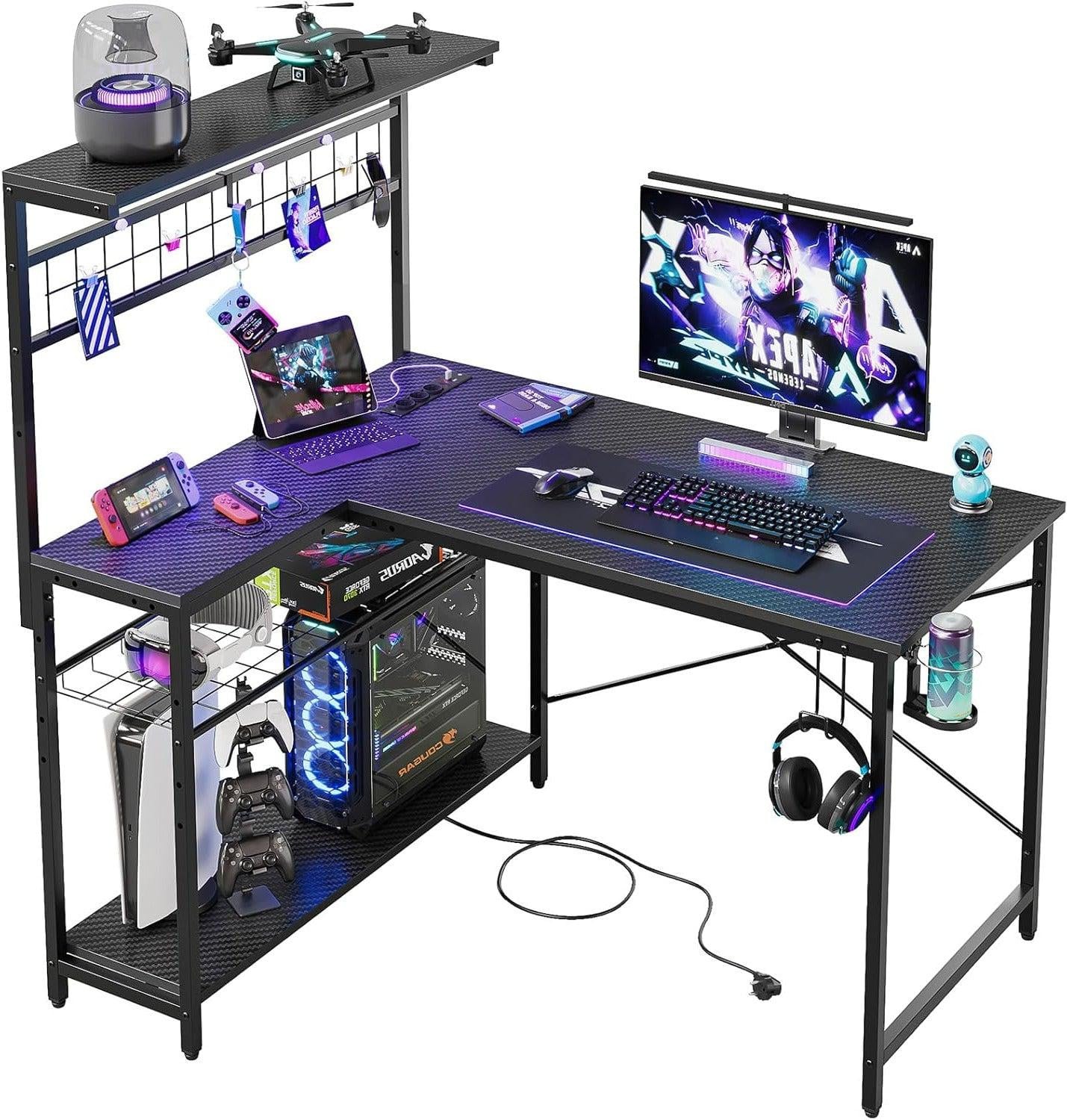 Selius L-vormig Hoekbureau met RGB Led-verlichting - Paars