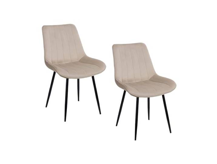 Baroni Home 2er-Set Moderne Stühle mit Samtpolsterung und schwarzen Stahlbeinen, Wohnzimmersessel, Schlafzimmer, Esszimmer, Beige, 53x86x44 cm