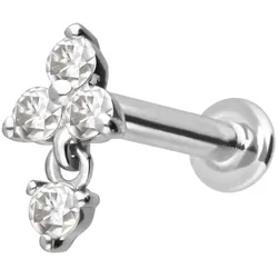 14 Karat Gold Labret mit Innengewinde MOISSANIT-BLUME + MOISSANIT