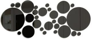 Inspire Daily Merch DIY 3D Acrylic Mirror Stickers, Round Mirror, Wall Decoration For Bedroom, Bathroom, TV Background black