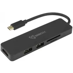 Sbox TCA-51 USB-C station (USB-C, 3 Ports), Dockingstation + USB Hub, Schwarz