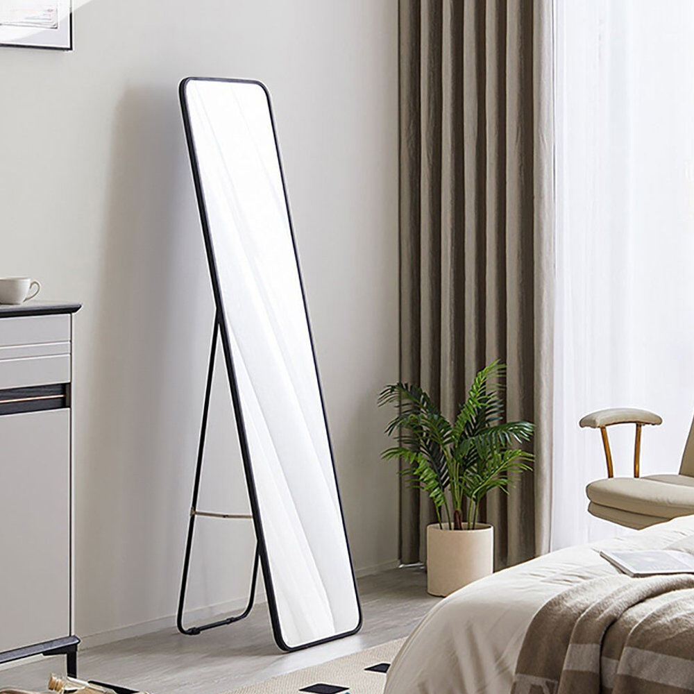 Latitude Run Rectangle Leaning and Wall Full Length Mirror Black 157 cm H x 47 cm W