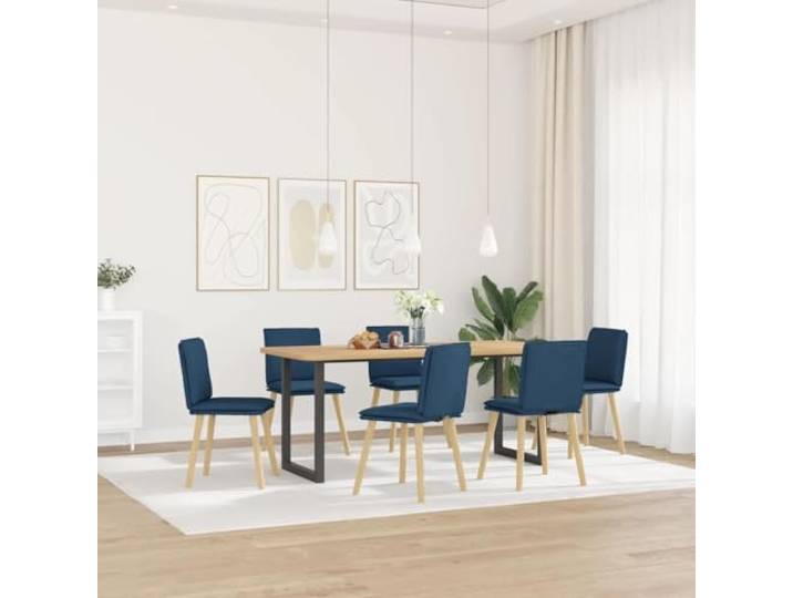 HGPOTUY Esszimmerstühle 6 STK. Blau Stoff Atmungsaktiver Polsterstoff, Metall-Holz-Gestell, Dicke Schaumstoffpolsterung, Für Esszimmer und Wohnzimmer