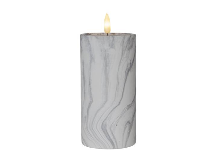 LED-Kerze Pillar Flamme Marble Ø 75 x 175 cm Grau , grau, H:17,5cm Ø:7,5cm, Kunststoff, PARFORCE TRADITIONAL HUNTING, Kerzen, LED-Kerze