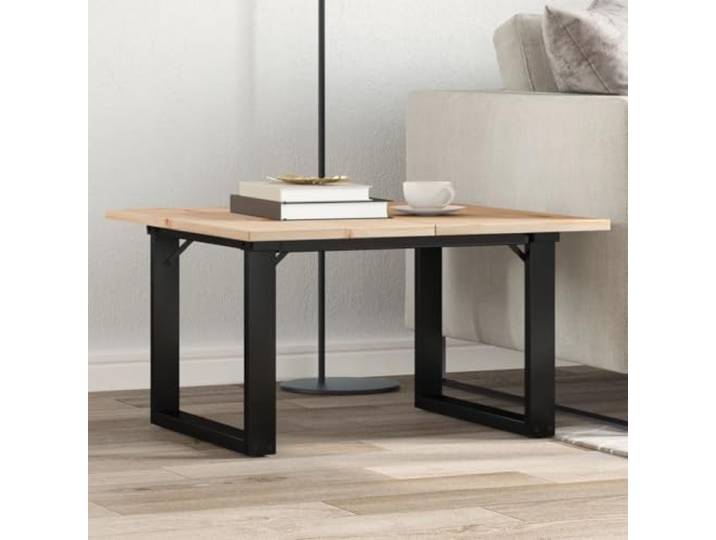 HEFZGDB Couchtisch O-Gestell 70x70x40cm Massivholz Kiefer und Stahl Robuste Tischplatte Wohnzimmertisch Langlebiges Material Stabile Struktur