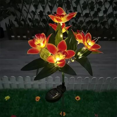Rare Purchases Outdoor Lamp For Patio Lawn Garden, Solar Orchid Flower Lights For Weddings orange Orchid
