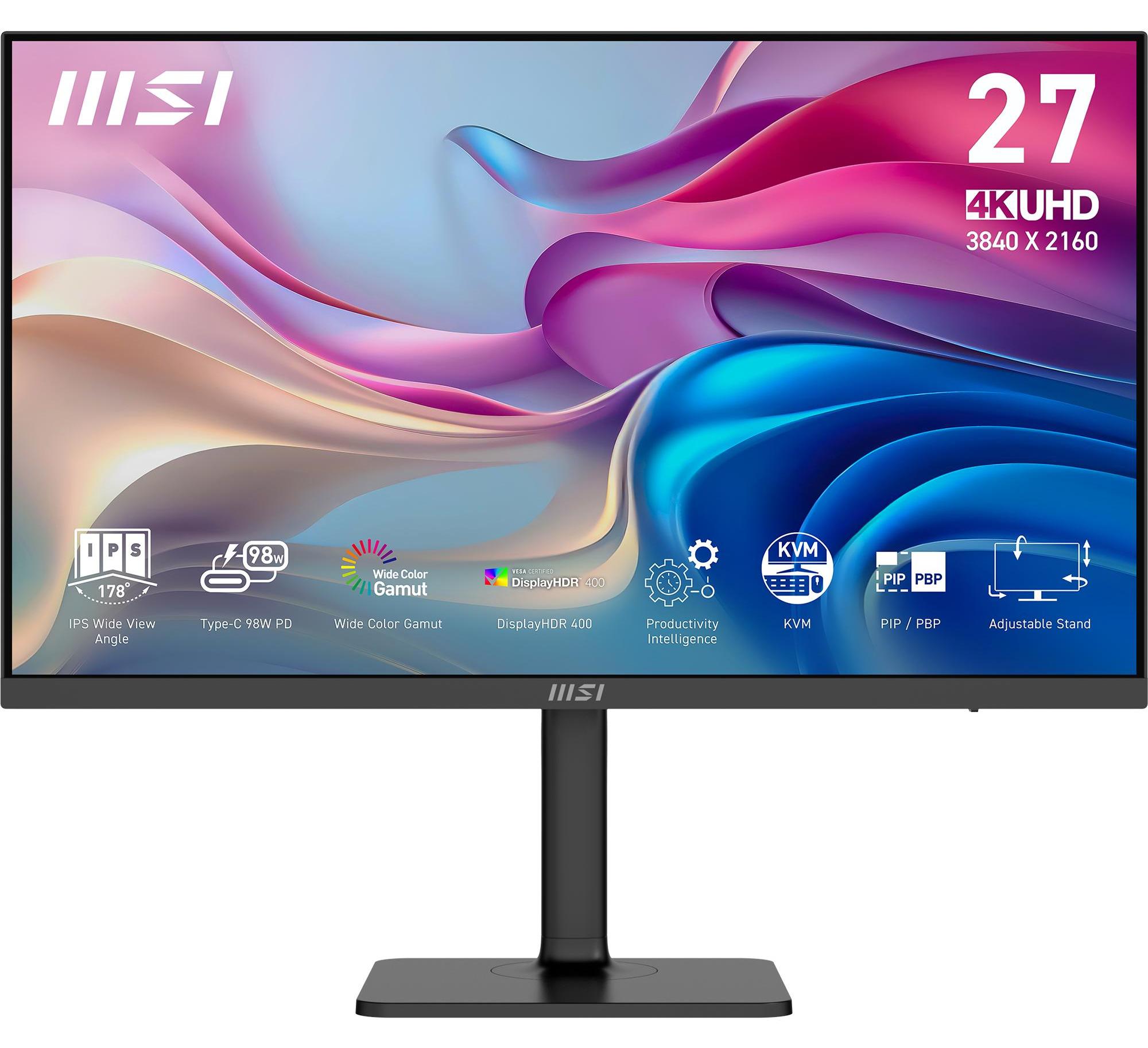 MSI MODERN MD272UPHGDE, 68,6 cm (27"), 3840 x 2160 Pixel, 4K Ultra HD, 4 ms, Schwarz