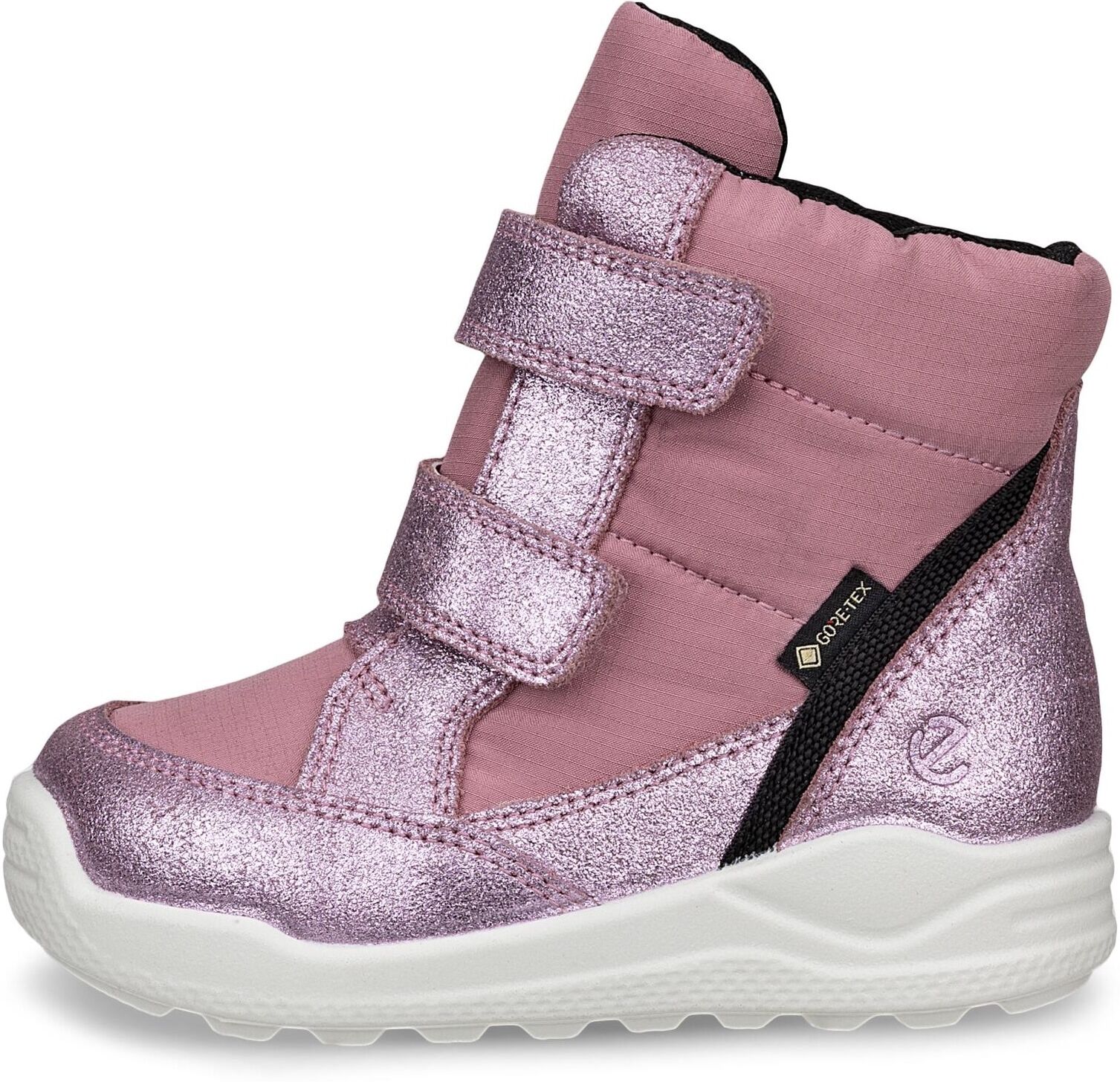 Klettstiefel ECCO "Urban Mini", Jungen, Gr. 22, rosa (rosa, flieder), Textil, Veloursleder, metallic, Schuhe Klettstiefel, Winterboots, Winterstiefel, Stiefelette mit GORE-TEX