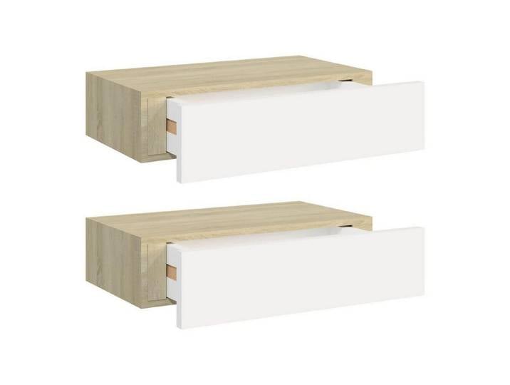 LuxusKollektion Nachttisch Schwebender Nachttisch 2er-Set Eiche/Weiss 40x23.5x10cm (2-St)