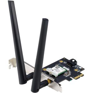 Asus Netzwerkkarte PCE-AXE5400,90IG07I0-ME0B10, PCI Express x1, Wi-Fi 6E, 2402 Mbit/s, 6 GHz & 5 GHz & 2,4 GHz, mit Bluetooth