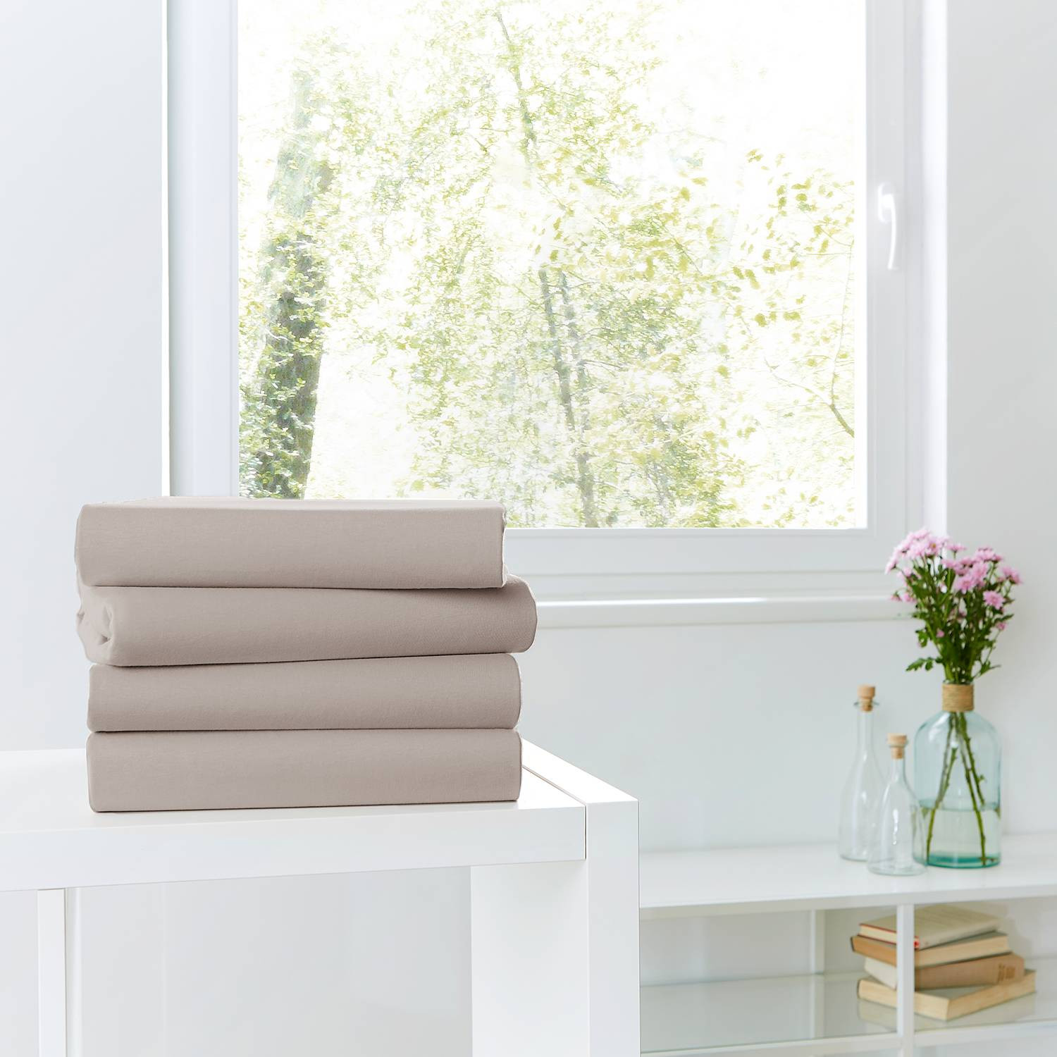 Primera Jersey Hoeslaken voor volwassenen Bruin/Beige 100 x 200 cm