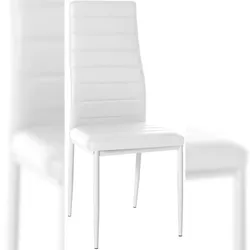 DELUKE Esszimmerstuhl HADOR - Kunstleder Weiß 41.5x40x99 cm | Essstühle Esszimmerstühle Küchenstühle Wohnzimmerstühle