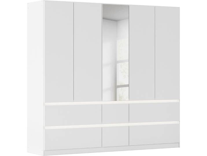 Drehtürenschrank, 226x210 cm, Holzwerkstoff, Weiß, Mit Beleuchtung, Klassisch, Rauch