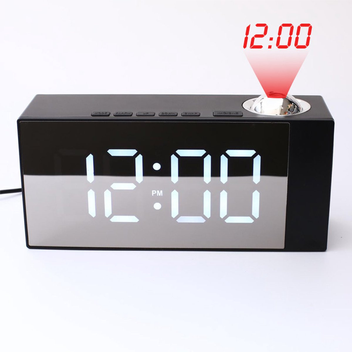 Digitale Projectie Wekker met Snooze Functie en Dubbele Wekker in Rood en Zwart