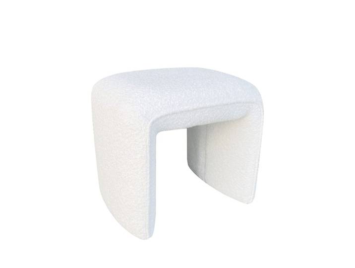 Pouf en tissu bouclette - blanc