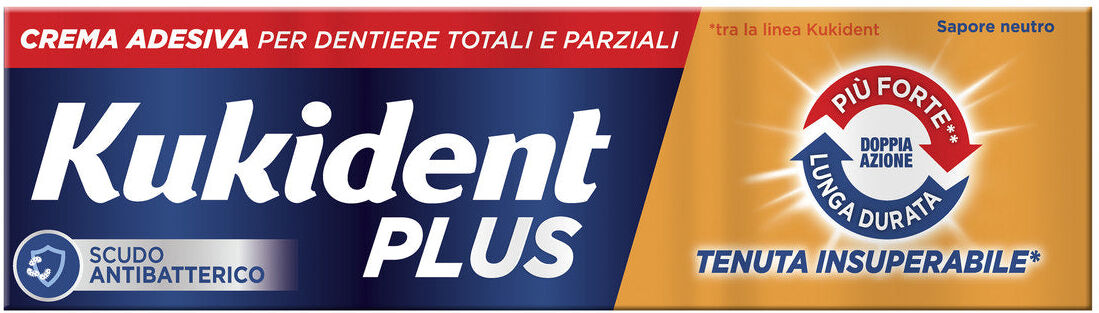 Procter & Gamble Kukident Plus Doppia Azione Crema Adesiva per Protesi Dentarie e Dentiere 40g