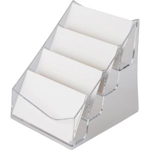 Helit Visitenkartenhalter H23508, the helpdesk, aus Kunststoff, transparent, 4 Fächer für 200 Karten