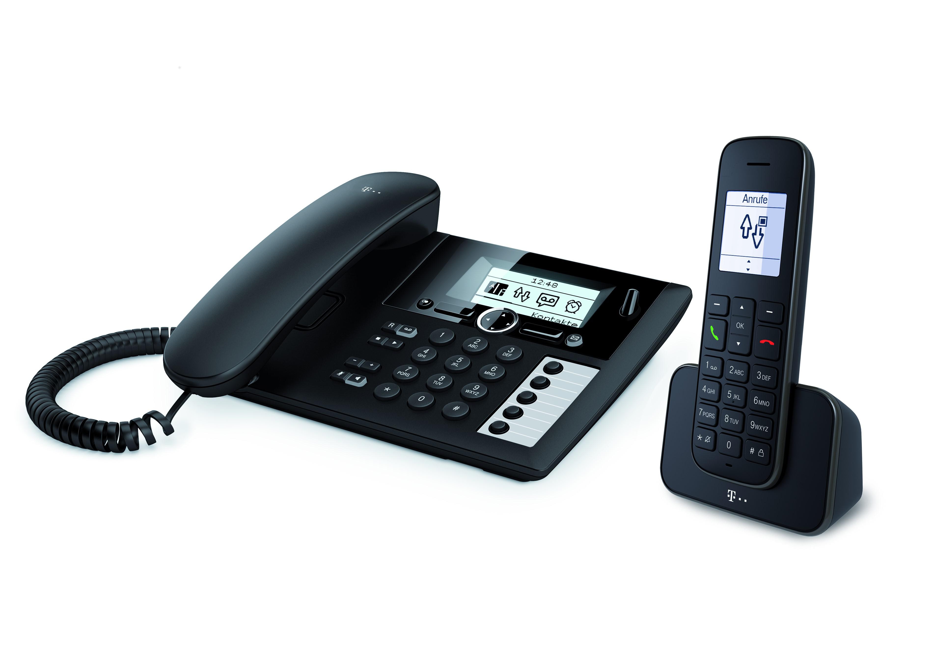 Telekom Sinus PA 207 plus 1 Festnetztelefon mit Mobilteil schwarz