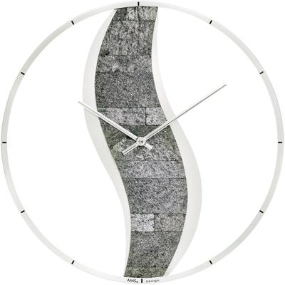 Wanduhr AMS "W9646", grau (anthrazit), Wanduhren, B/H/L: 5cm, Wanduhr, Quarzuhr,Holz,Wohnzimmer,Esszimmer,Küche,Arbeitszimmer,Büro,Ø40cm