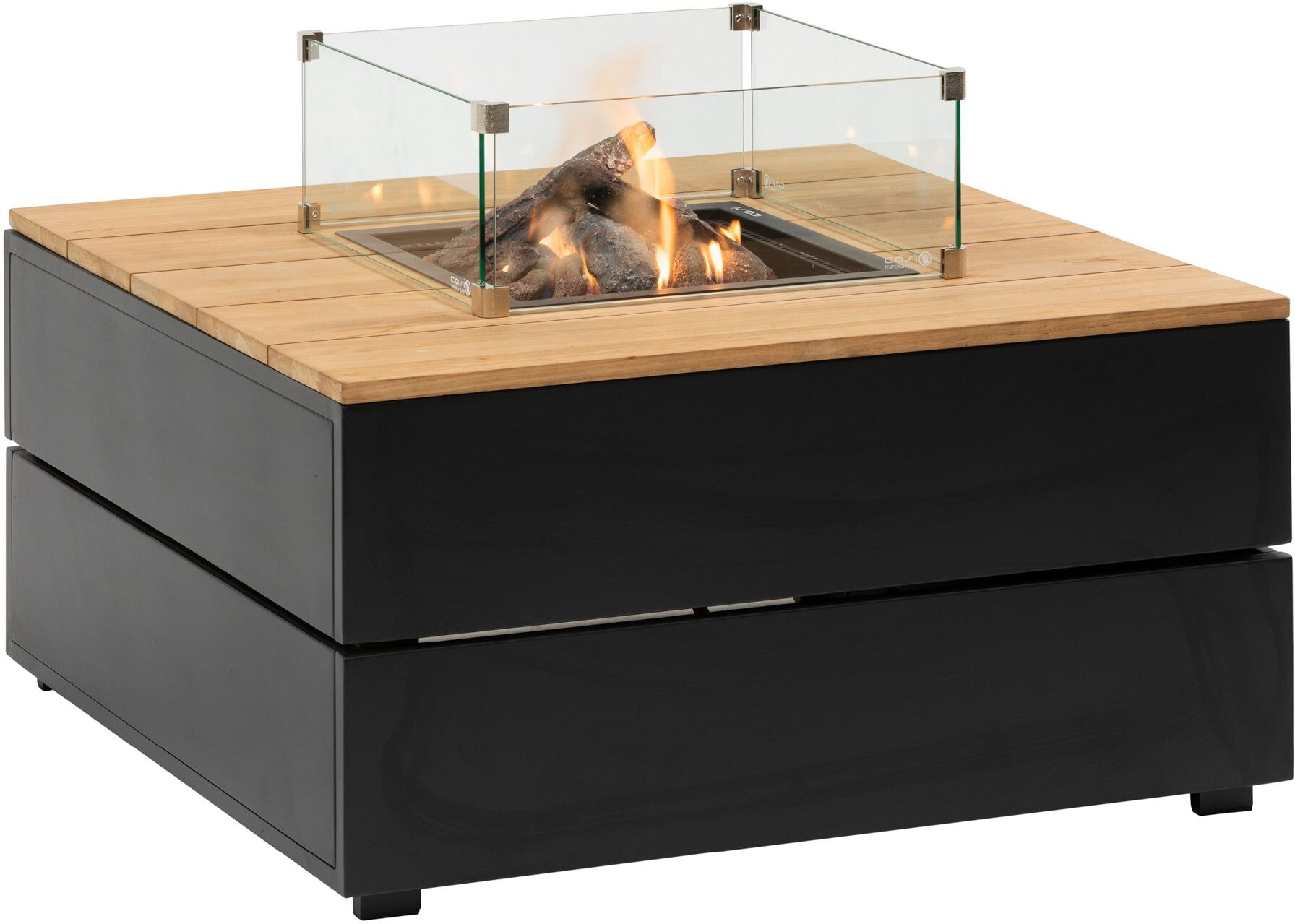 Cosi - Cosipure 100 Black and Teak Square Fire Pit
