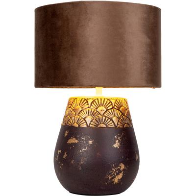 NÄVE Tischleuchte "Bronco", braun, 1, Ø 26cm H: 39cm, 1 Stk., Leuchten, Keramikfuß mit goldenem Prägemuster, Textilschirm, 1x E27, Tischleuchte