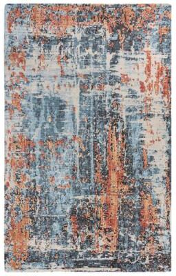 NAVATEXTURA Alure Blue, Beige, Black, and Orange Wool Blend Rug