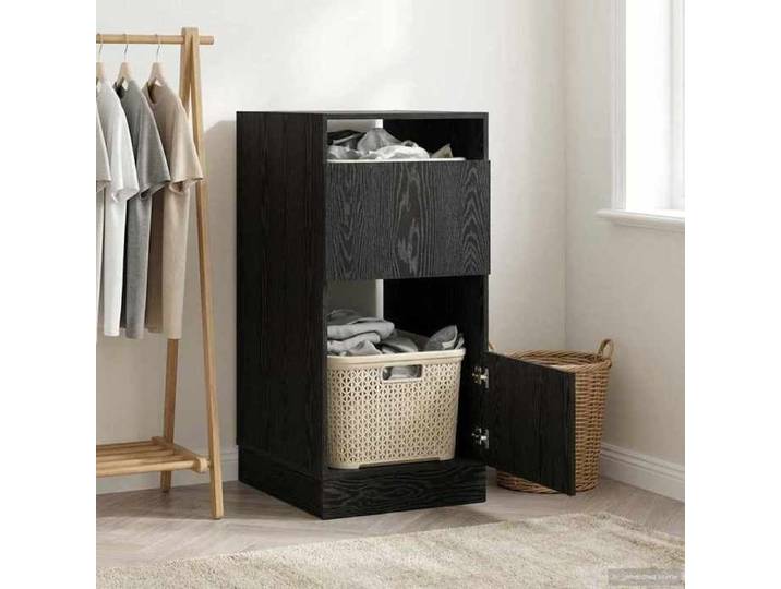 Cabinet rangement Noir - Armoire à Laver - Chêne noir 50x68x102 cm Bois d'ingénierie A15122