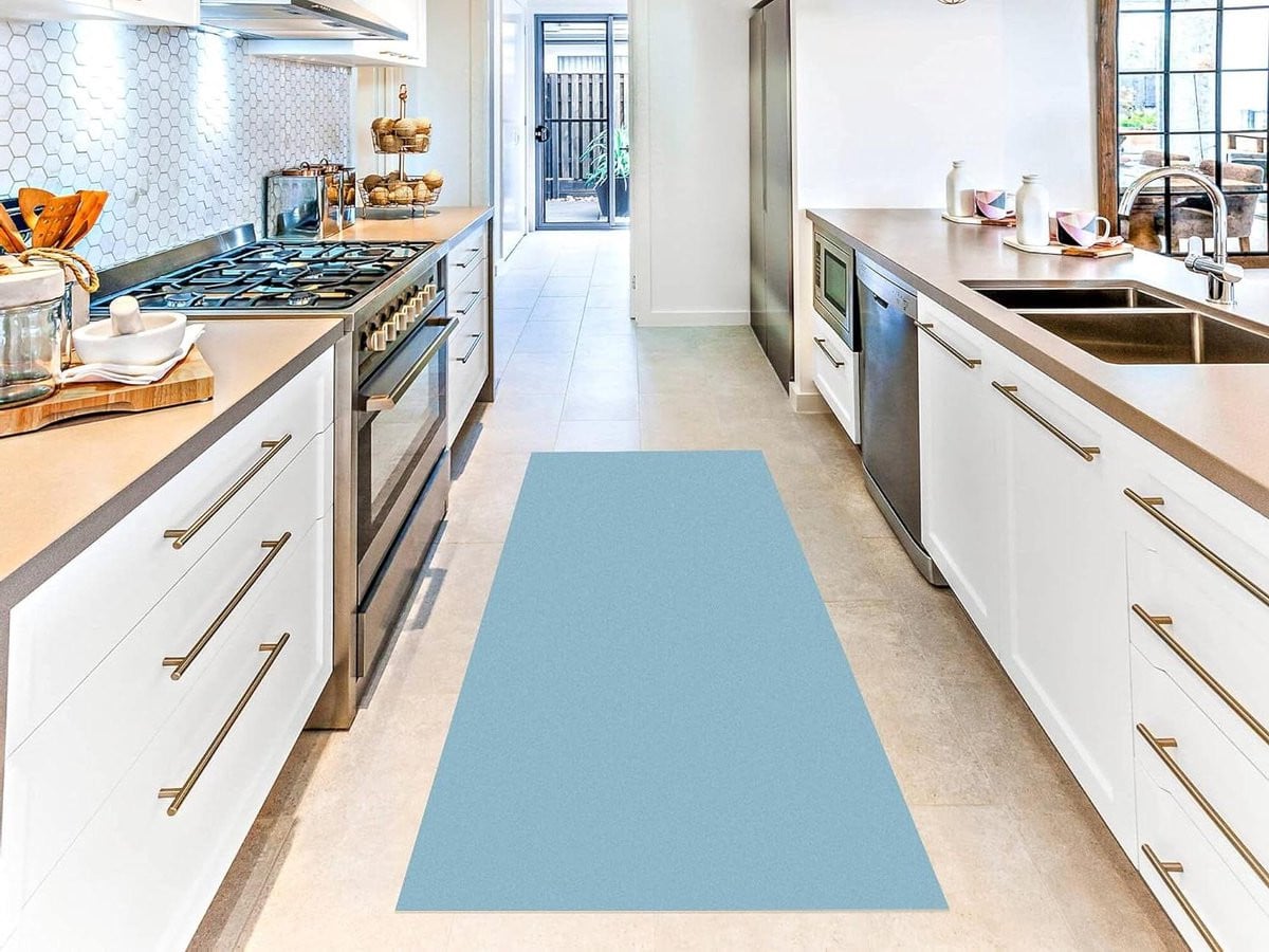 Lichtblauw Vinyl Tapijt - PVC Vloer voor Keuken en Badkamer - 60 x 80 cm