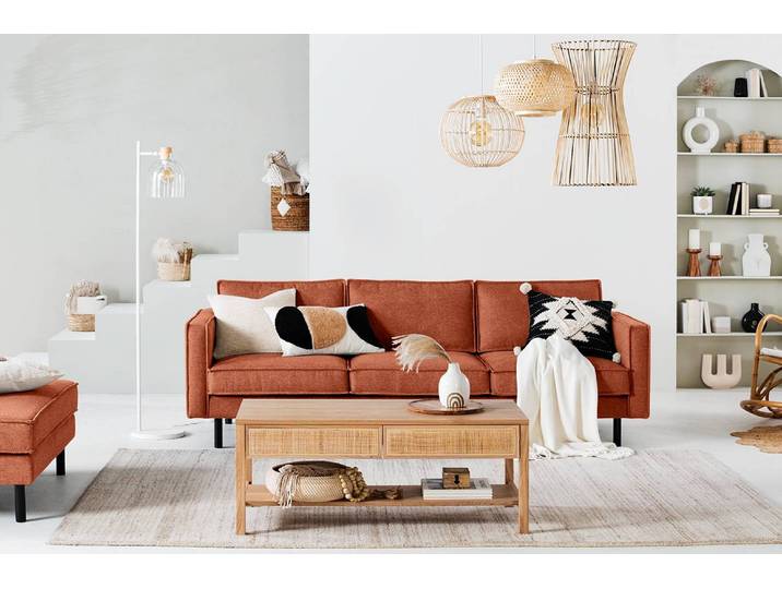 Grand canapé Orange Tissu Maila 237 x 81 x 96cm Industriel