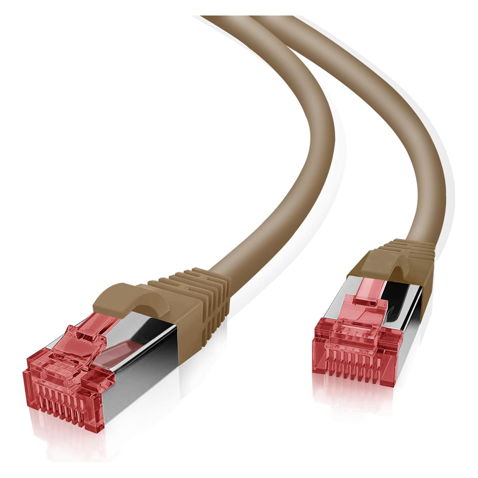 Helos Patchkabel S/FTP (PIMF) CAT 6 braun 0,25m (S/FTP, CAT6, 0.25 m) (191055)