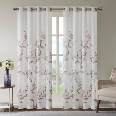 Madison Park Cecily Floral Printed Burnout Sheer Grommet Curtain Panel
