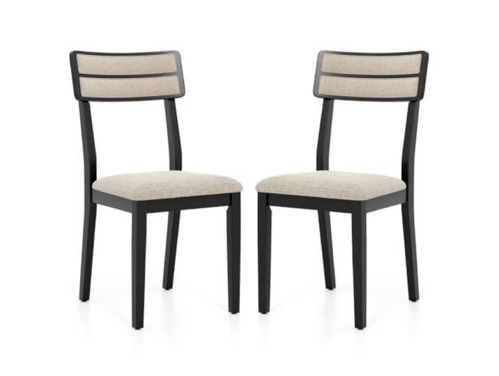Helloshop26 2 Stück Esszimmerstühle, gepolstert, 45 x 51 x 89 cm, neigbare Rückenlehne, modern, gemütlich, aus Stoff, Schwarz, 20_0012437