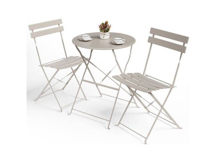 Set de Bistrot 3 Pièces Pliable Table de Jardin avec 2 Chaises Imperméabiliser Pliable Meuble de Balcon - Kaki
