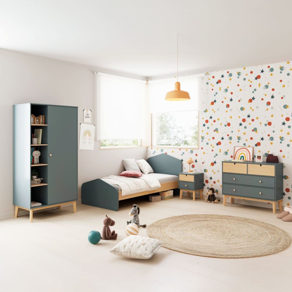 duehome Mesita de noche cloud melamina verde salvia - oak soft