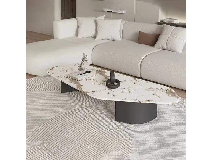 Tables basses design de luxe, effet marbre, style rétro européen, tables basses nordiques, meubles de salon modernes et glamour