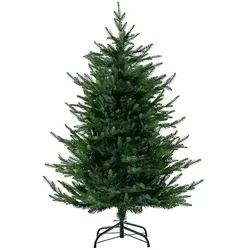 COSTWAY 136 cm künstlicher Weihnachtsbaum mit Beleuchtung, klappbarer Weihnachtsbaum mit 8 Beleuchtungsmodi