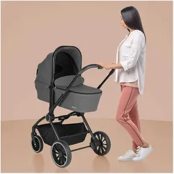 BabyGo, Kinderwagen, Kinderwagen 3in1 grey grey/black Frame (0 Monate - 3 Jahre)