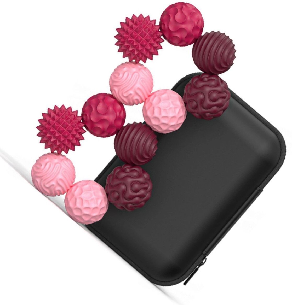 INF Silikon-Sensorische Magnetkugeln 12er-Set - Lebensmittelechtes Silikon magnetisches Antistress-Spielzeug für Stressabbau Rosenrot