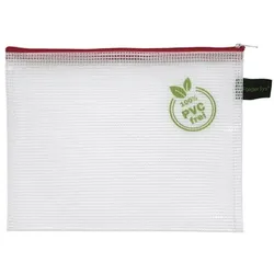 FolderSys Kleinkrambeutel B6 transparent, roter Textil-Reißverschluss, PVC-frei, 183 x 230 mm (HxB)