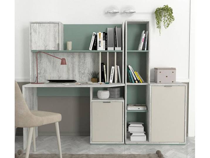 JVmoebel Jugendzimmer-Set Modernes Jugendzimmer-Set mit Schreibtisch und Bücherregal in Weiß, (2tlg Jugendzimmer Set (Schreibtisch + Bücherregal), Made in Europa