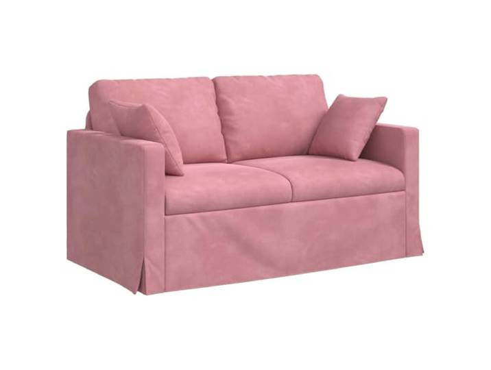 KUTYWEXFM Modulsofa Rosa 138x78x80 cm Samt Zweisitzer Metallrahmen Ergonomisches 2-Sitzer Couch aus Samt mit Holzarmlehnen für flexibles Wohnen im Wohnzimmer und Schlafzimmer.