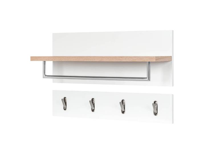 Porte-manteau mural - 2 élém. 76 x 45 x 25cm Blanc