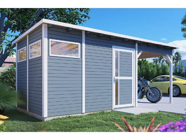 Bertilo Gartenhaus Pentus 3 Lounge Design Hellgrau 449 × 234 × 232 cm 7.7 m²
