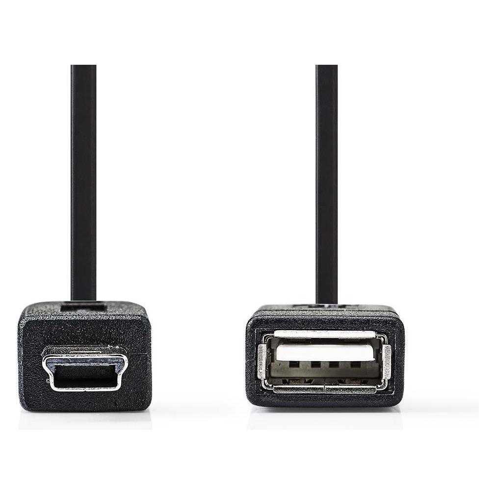 Nedis CCGP60315BK02 USB 2.0-Kabel für Unterwegs 5-poliger Mini-Stecker - A-Buchse 0,2 m Schwarz (0.20 m, USB 2.0) (CCGP60315BK02)