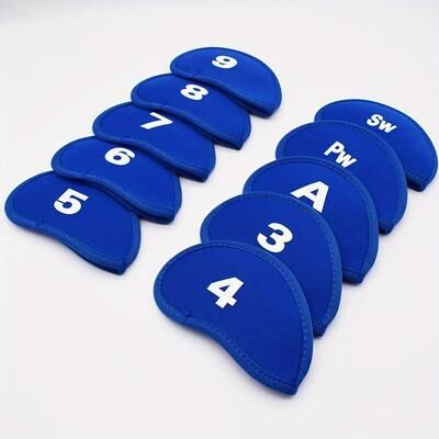Inspire Essentials Golf Iron Head Covers Set Protective Golf Club Covers 10 Piece blue