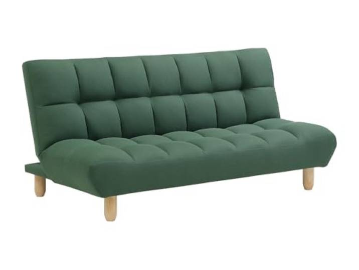 Vente-unique - Schlafsofa 3 Personen Esteban - Stoff Grün Holzgestell Gepolsterter Effekt