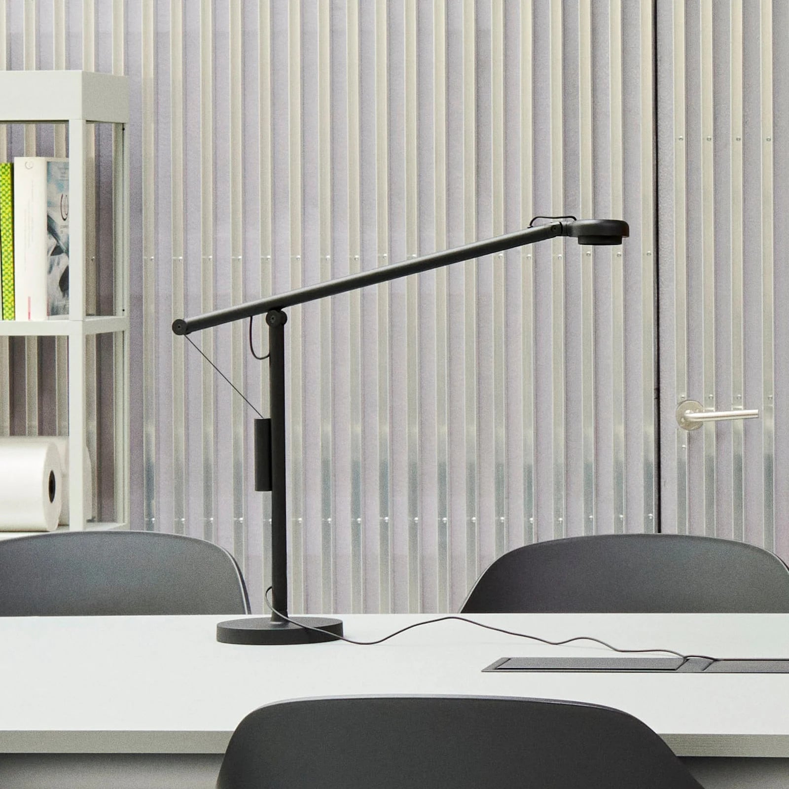 HAY Fifty-Fifty LED bureaulamp, zwart, aluminium, dimbaar
