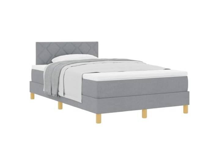 KKgypkn Boxspringbett mit Schaumstoffmatratze Hellgrau Stoff 120 x 200 cm, verstellbares Kopfteil, Taschenfederkern