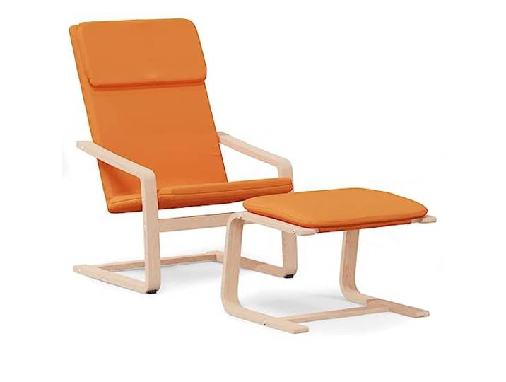 Heofavd Relaxsessel mit Hocker Dunkelgelb Massivholz Stoff 2-teilig